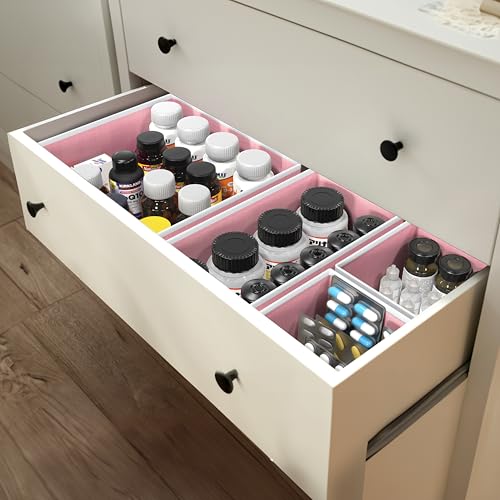 Simple Houseware Foldable Drawer Organizer Stocking Bin Set of 12 Pink - 4L/4M/4S