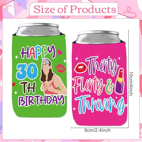 Aposwow 12 Pack 30th Birthday Can Coolers - Flirty & Thriving Party Favors for Women