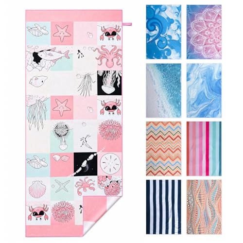 Pink Microfiber Beach Towel 71"x32" Quick Dry & Sand Free