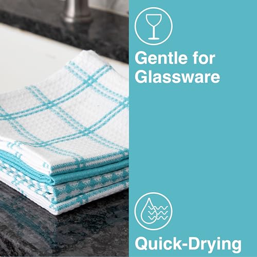 T-Fal Waffle Dish Cloths - 100% Cotton Kitchen Towels, 8-Pack (Breeze)
