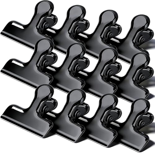 DGDUBRB Small Black Stainless Steel Chip Bag Clips - 12 Pack