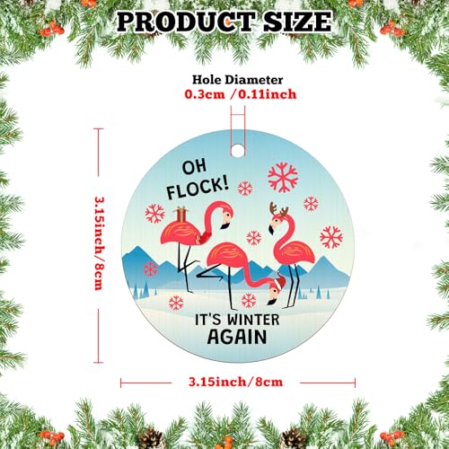Flamingo Christmas Ornament - Funny Wooden Tree Decor Gift
