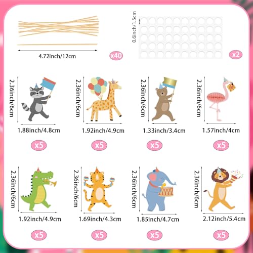 Safari Jungle Animal Cupcake Toppers - 40 Pcs for Kids Parties