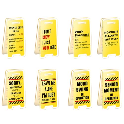 8-Piece Humorous Desk Sign Set for Office Cubicles - Fun Gag Gifts