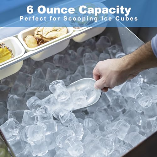 6 oz Stainless Steel Ice Scoop - Durable Metal Scooper for Bars, Kitchens & Parties