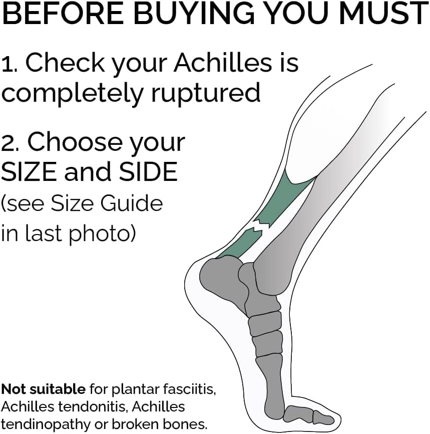 Achilles Tendon RUPTURE Night Splint, ONLY for COMPLETE Achilles tear - BEFORE PURCHASE: 1. Select SIZE & SIDE 2. Check with MEDICAL PROFESSIONAL (Large, Right)
