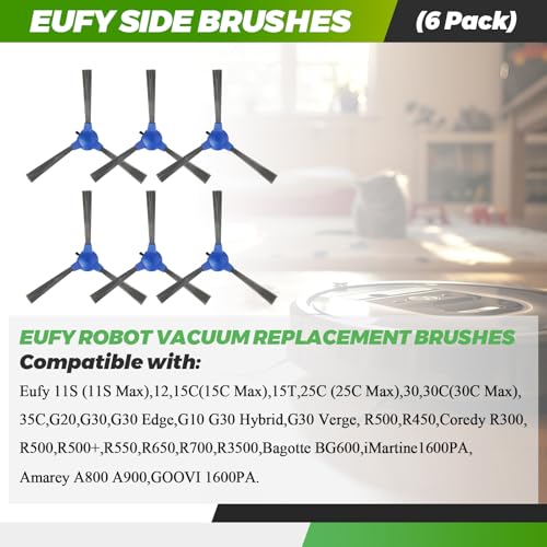 Techecook 6-Pack Side Brush Replacement for Eufy RoboVac Series