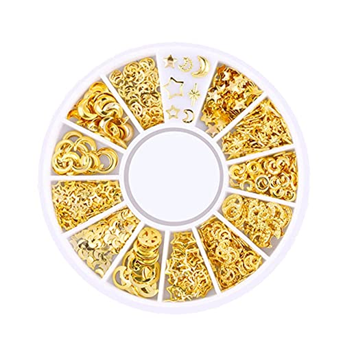 Jowxsx Gold Nail Charms Set - 3D Rhinestones, Studs & Pearls (1 Box)