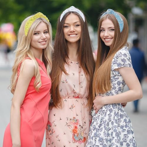 Sequin Knotted Headband for Women and Girls - Sparkly Wide Hair Accessory