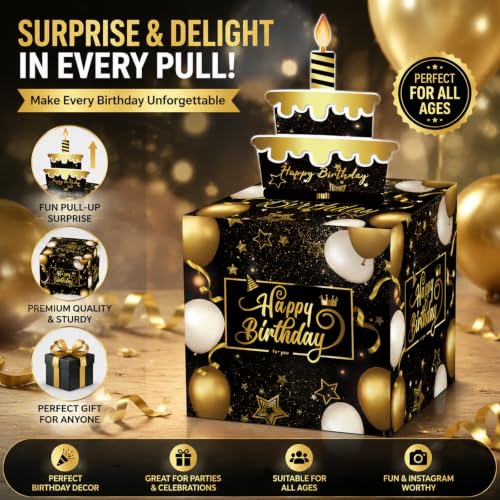Creative Birthday Cash Surprise Box with Pull-Out Card