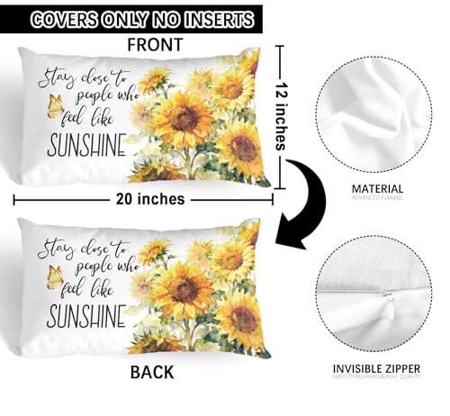 Sunshine 02 Summer Sunflower Pillow Cover 12x20 Double-Sided