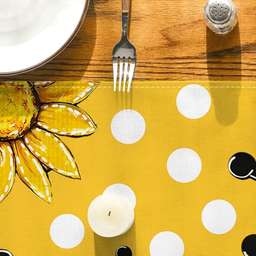 Sunflower Table Runner 13x72 Inch Floral Bee Spring Summer Decor