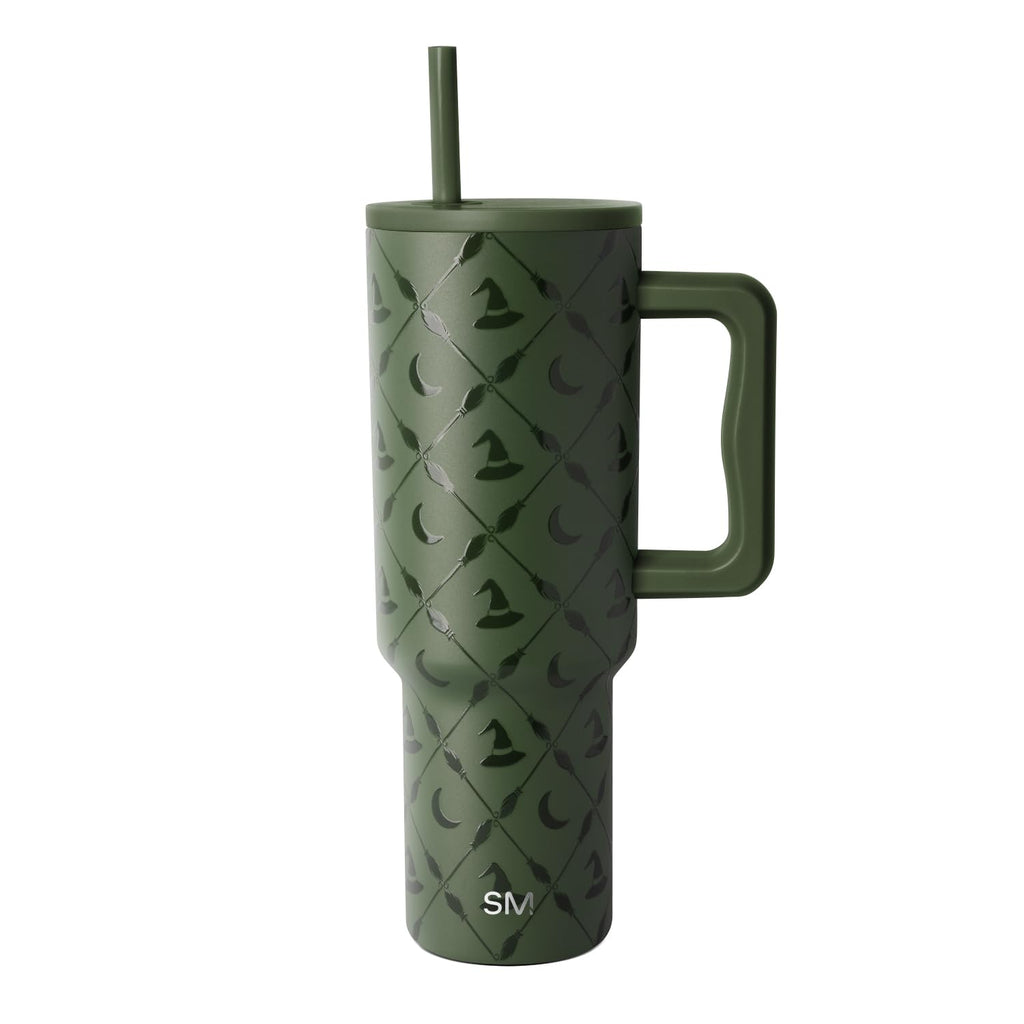 Simple Modern Halloween 40 oz Trek Tumbler with Handle and Straw Lid | Cup Holder Friendly Insulated Stainless Steel Travel Mug | Argyle Witch