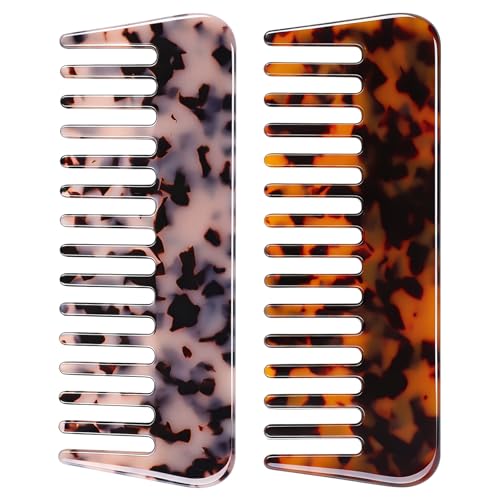 Obeoby 2-Pack Large Wide Tooth Hair Detangling Comb for Curls