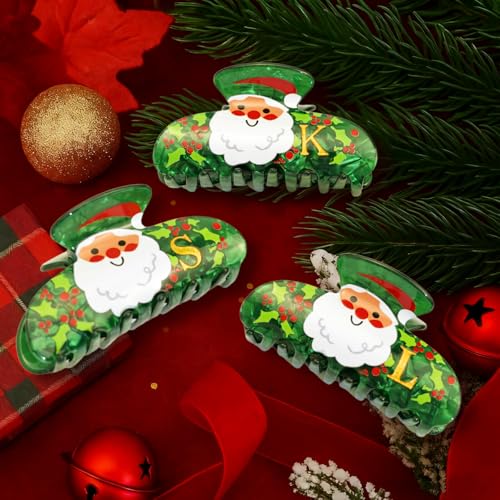 Fohufo Letter C Christmas Hair Claw Clip, Festive Santa Hair Accessory