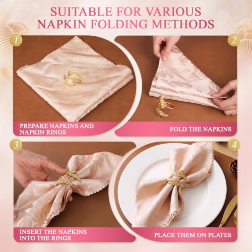 Gold Wheat Metal Napkin Rings Set of 50 for Weddings & Events