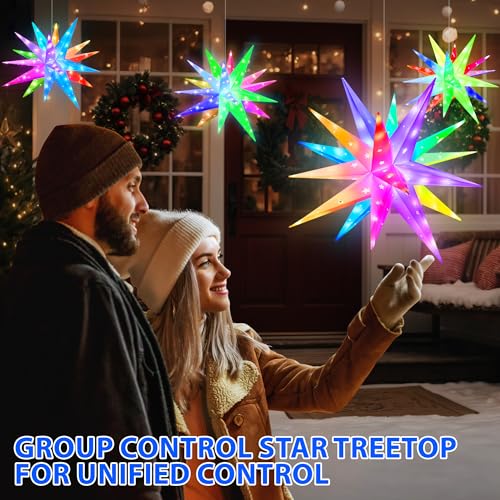 Hollow 20-Inch Christmas Tree Star Topper with Lights & Remote Control