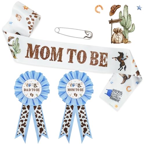 Cowboy Baby Shower Decorations Sash and Corsage Set