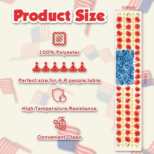 Patriotic Table Runner for 4th of July & Memorial Day - OHOME