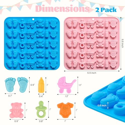 JOERSH Baby Shower Chocolate Molds Set of 2 - 60 Cavity Silicone