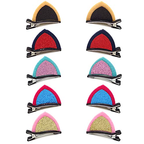 Honbay Sequin Cat Ear Hair Clips 10PCS Cute Animal Barrettes