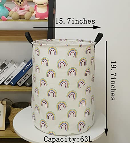 Round Candy Color Rainbow Collapsible Kids Laundry Basket