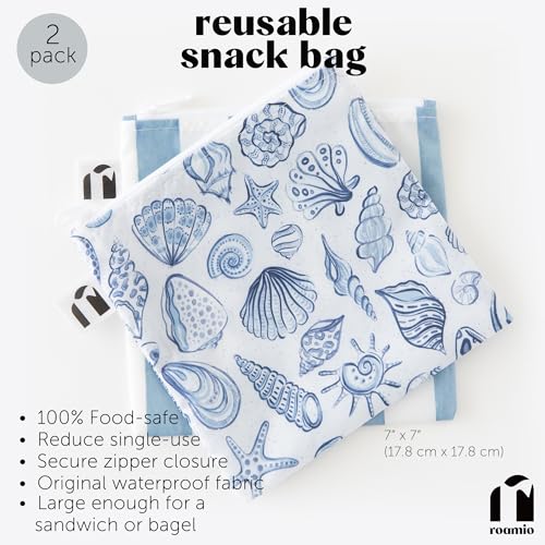 Bumkins Reusable Large Sandwich & Snack Bags - Nautical Stripe & Shells (2-Pk)