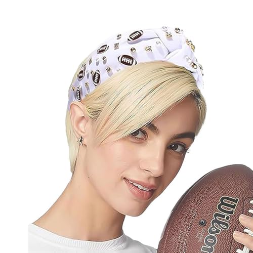 LEKTIST Pearl Rhinestone Knotted Headband - Football Fan Hair Accessory