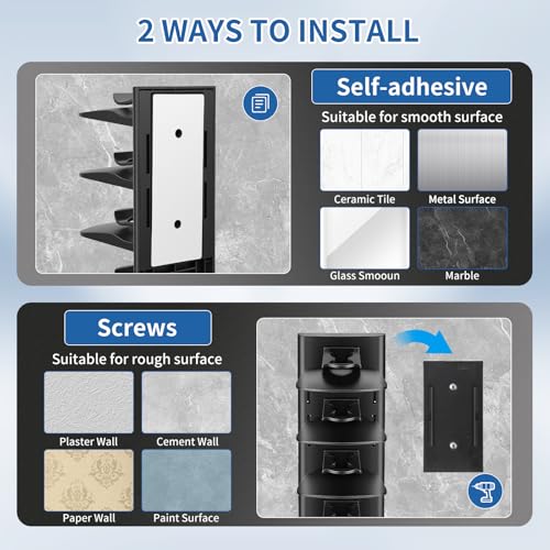 Enwokran Black Hat Organizer for Baseball Caps 2 Pack Wall & Door Mount Storage Rack