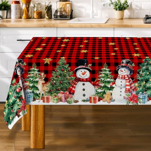 Christmas Tablecloth 60 x 120 Inch Rectangular Snowman Holiday Decor