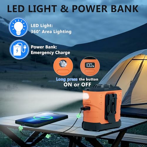 HIKEOUT Portable Waist Fan C-Orange 10,000mAh 5-Speed Handheld & Clip Fan