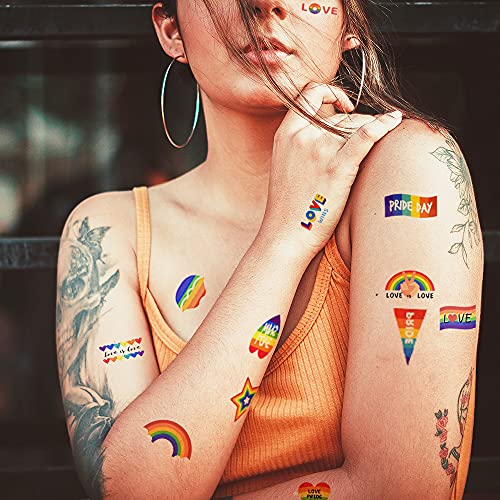 Rainbow Temporary Tattoos 10 Sheets Pride Parade Body Art Stickers