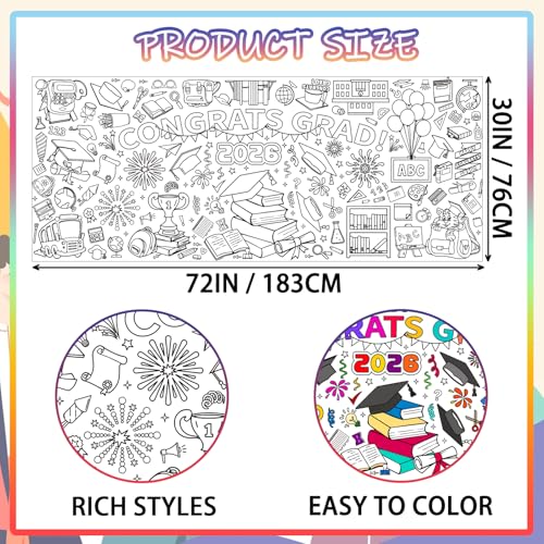 Graduation Giant Coloring Poster 30x72 Inch for Kids