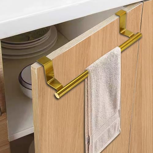 Coufce 2-Pack Over-the-Door Towel Rack - 9 Inch Gold Stainless Steel Holder