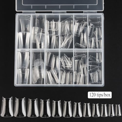 Clear Duck Nail Tips 120Pcs - Short Soft Half Cover Y2K Fake Nails Kit