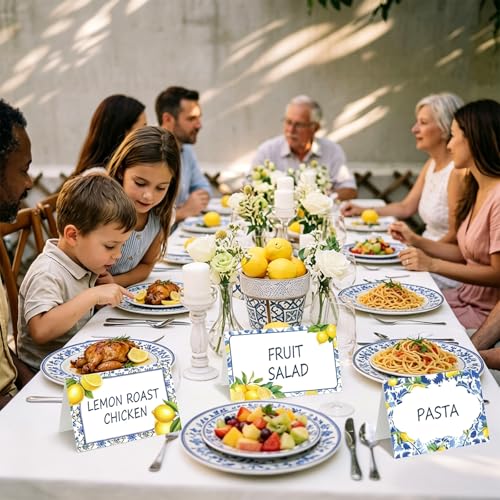 48 Pcs Capri Lemon Place Cards, Amalfi Coast Party Table Name Labels