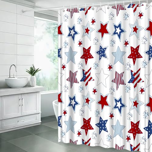 4th of July Shower Curtain 70x70 Inches - Patriotic Stars & Stripes