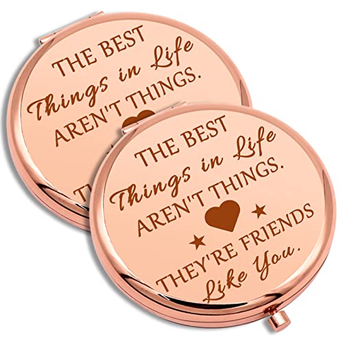 2-Piece Rose Gold Compact Makeup Mirror - Best Friend Birthday Gift