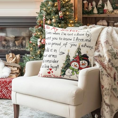 Artscope Sister Throw Pillow Cover 18x18 Inch Christmas Gift