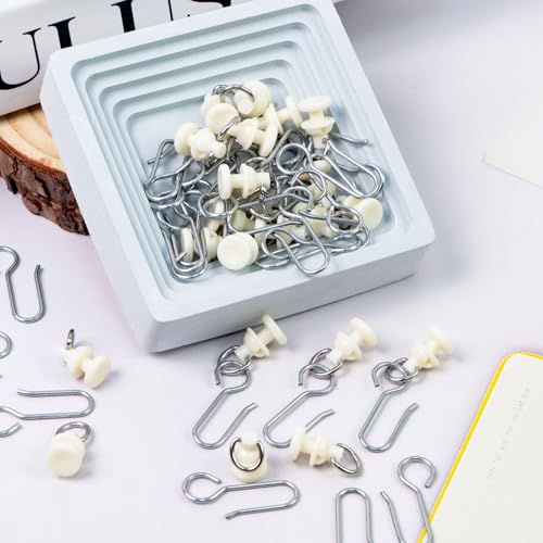 White Curtain Track Hooks Set - 90 Clips & Rollers for Showers