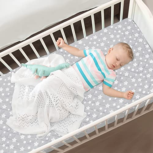 Moonsea Waterproof Crib Mattress Protector 52x28 Inch Grey Star
