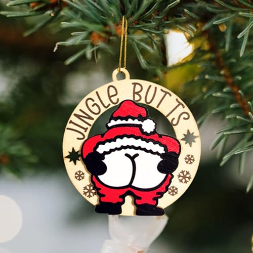 Funny Christmas Ornaments 2025 - Mischievous Santa Wooden Decor
