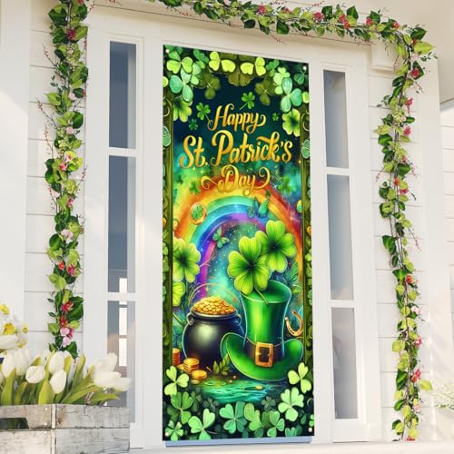 St. Patrick's Day Banner Shamrock Party Backdrop Sign 71x35 Inch