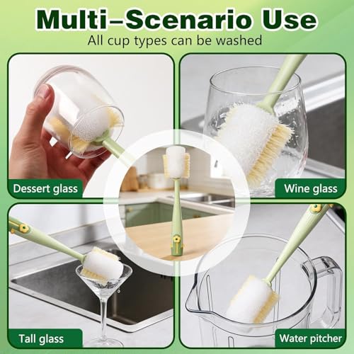 5-in-1 Bottle Cleaning Brush Set with Long Handle - Portable Kitchen Scrubber