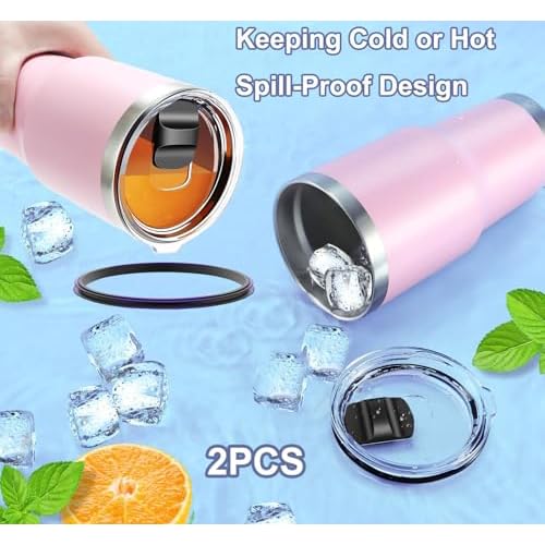 2PCS for YETI 30 oz Tumbler Lid, Replacement Lids Magnetic Slider Compatible for Yeti 30 oz Tumbler, 14 oz Mug and 35 oz Straw Mug, Travel Spill Proof Cup Lids Covers with Magnetic Slider Switch