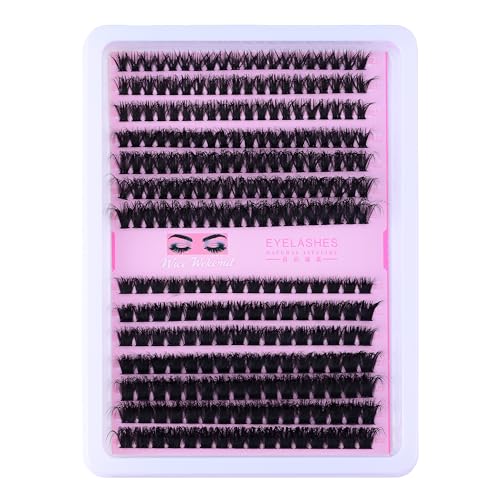 Houksouml 280 Pcs DIY Cluster Eyelash Extensions 3D Wispy Natural Lashes