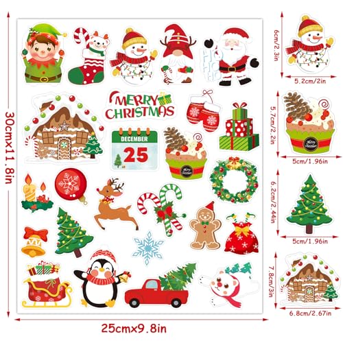 25 Pcs Christmas Window Gel Clings - Festive Holiday Decor