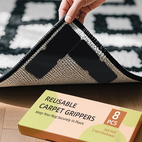Non-Slip Rug Grippers 8PCS - Reusable Double-Sided Adhesive Pads