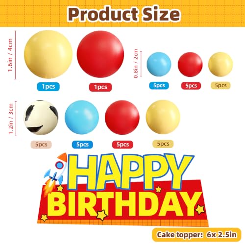 Cartoon Cowboy Cake Toppers - Blue & Orange Ball Decorations