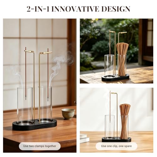 2 in 1 Glass Incense Holder with Ash Catcher & Storage - Boho Decor